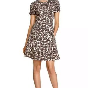 Kate Spade Womens Size 12 Leopard Print Short Sleeve Flare Dress Pockets $348
